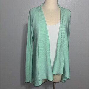 Willi Smith Mint Green Open Front Cardigan Sweater Women’s Size M Ribbed Viscose
